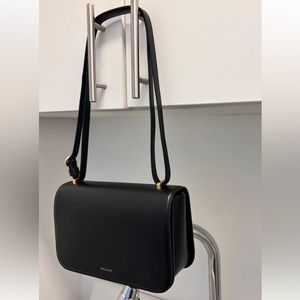 Black leather shoulder bag
